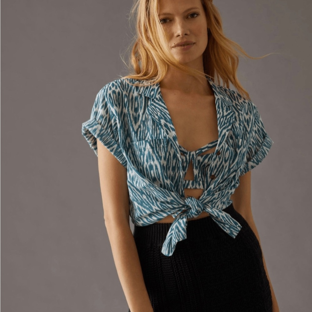 PILCRO Anthropologie Printed Voile Surf Shirt - Picture 4 of 11